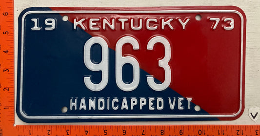 1973 Kentucky #963 Handicapped Veteran License Plate
