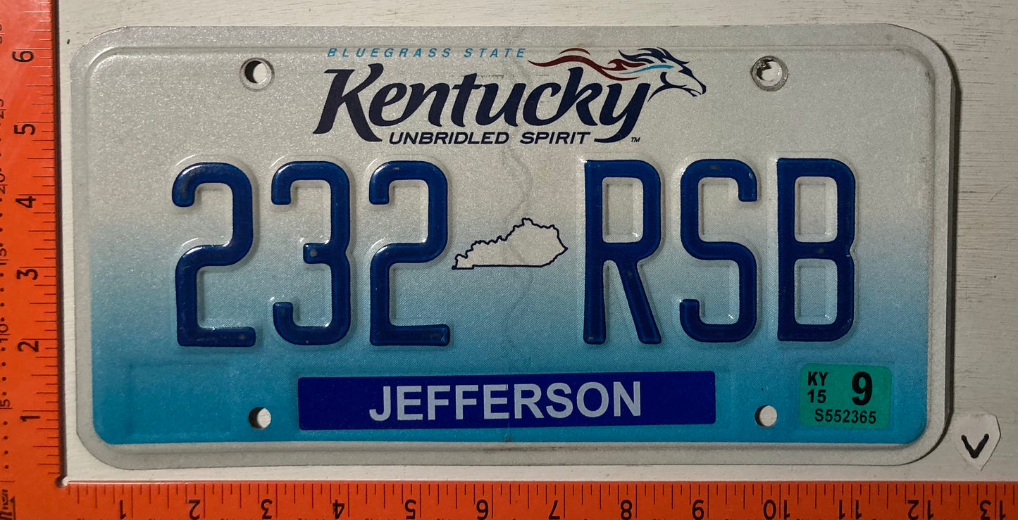 2015 Kentucky #232 RSB Passenger License Plate