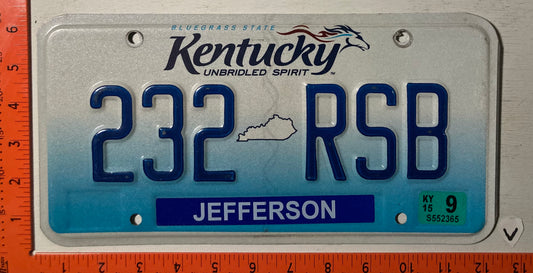 2015 Kentucky #232 RSB Passenger License Plate
