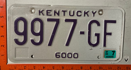 2003 Kentucky #9977-GF Truck License Plate