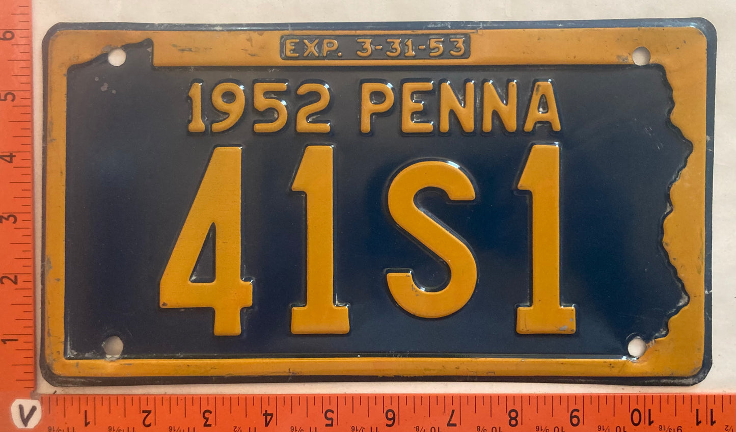 1952 Pennsylvania #41S1 Passenger License Plate