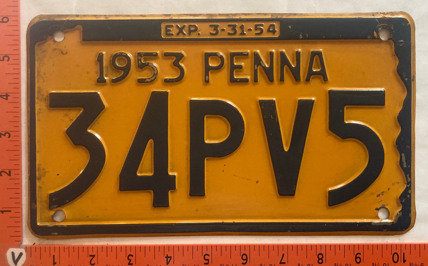 1953 Pennsylvania #34PV5 Passenger License Plate