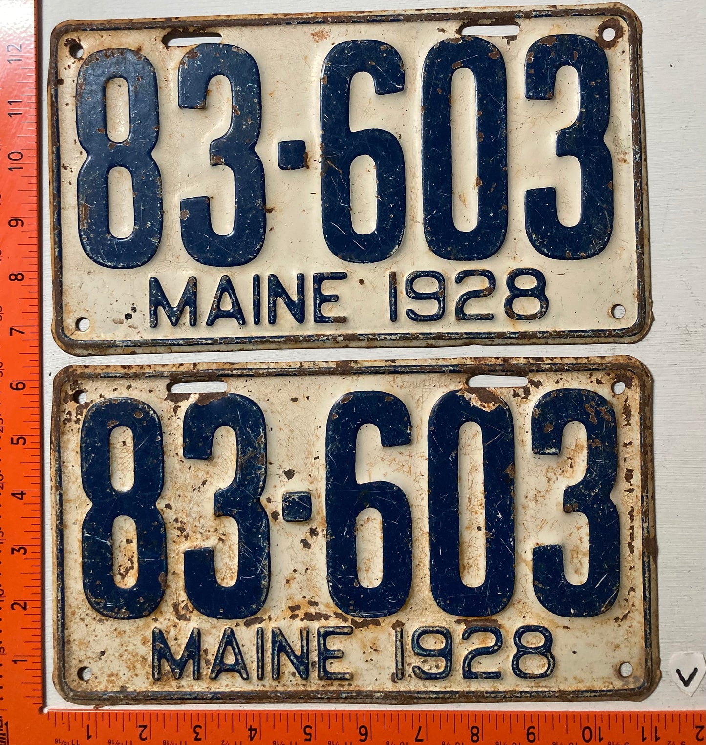 1928 Maine #83-603 Passenger License Plate (Pair)