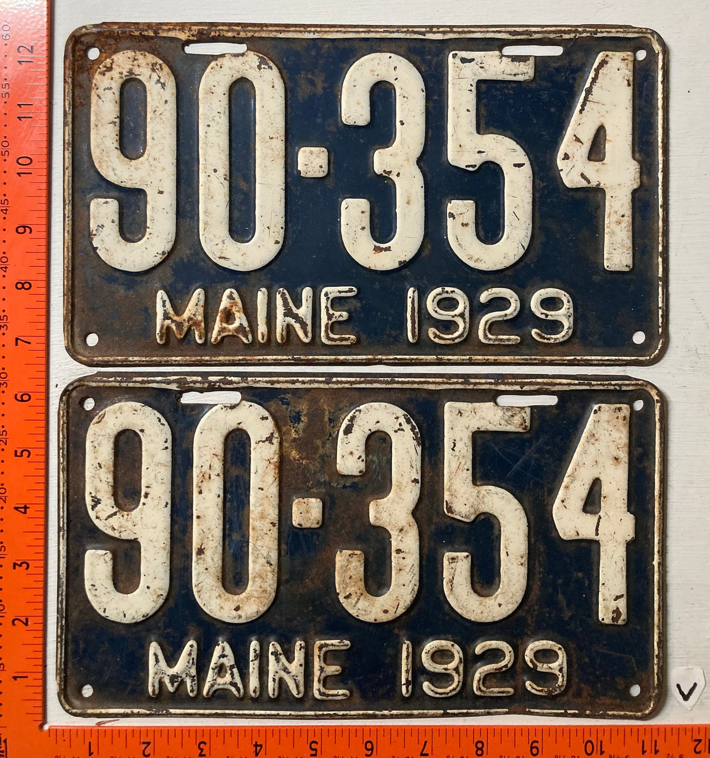 1929 Maine #90-354 Passenger License Plate (Pair)
