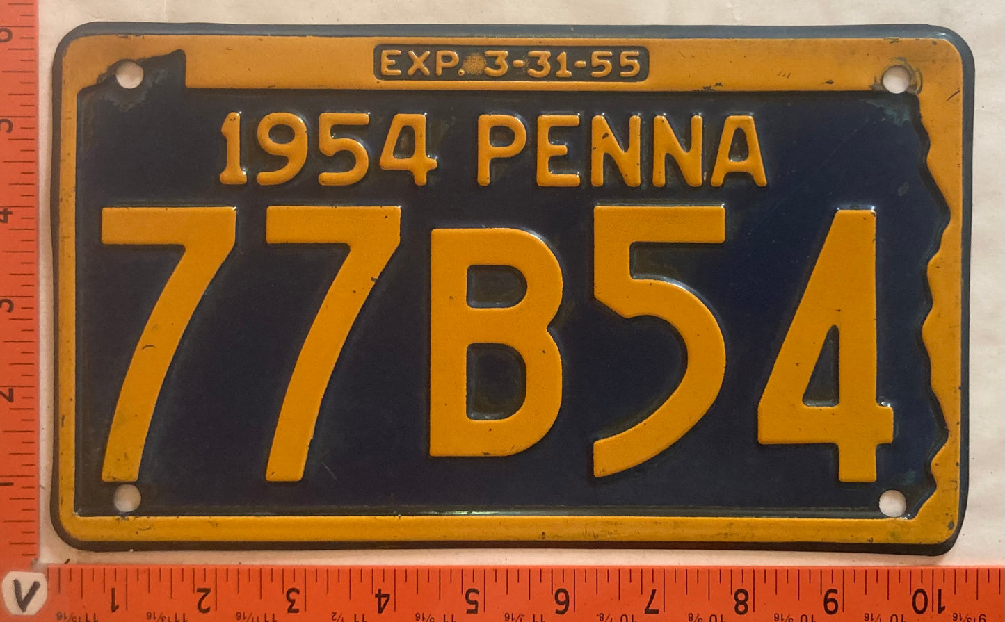 1954 Pennsylvania #77B54 Passenger License Plate