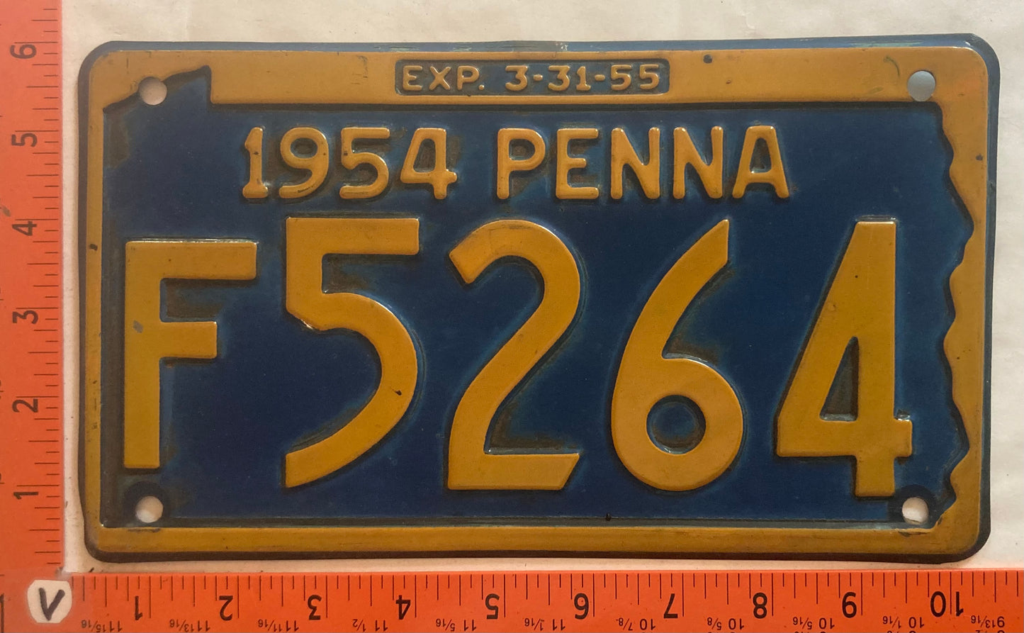 1954 Pennsylvania #F5264 Passenger License Plate