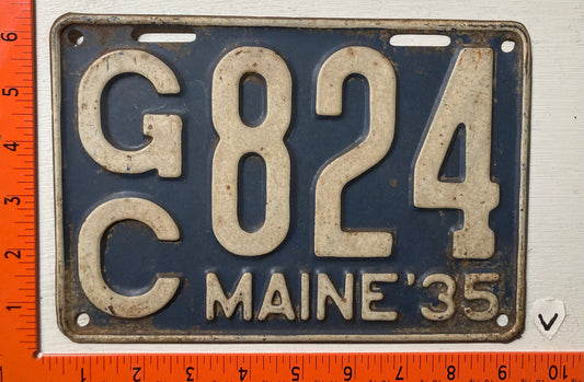 1935 Maine #G/C 824 Passenger License Plate