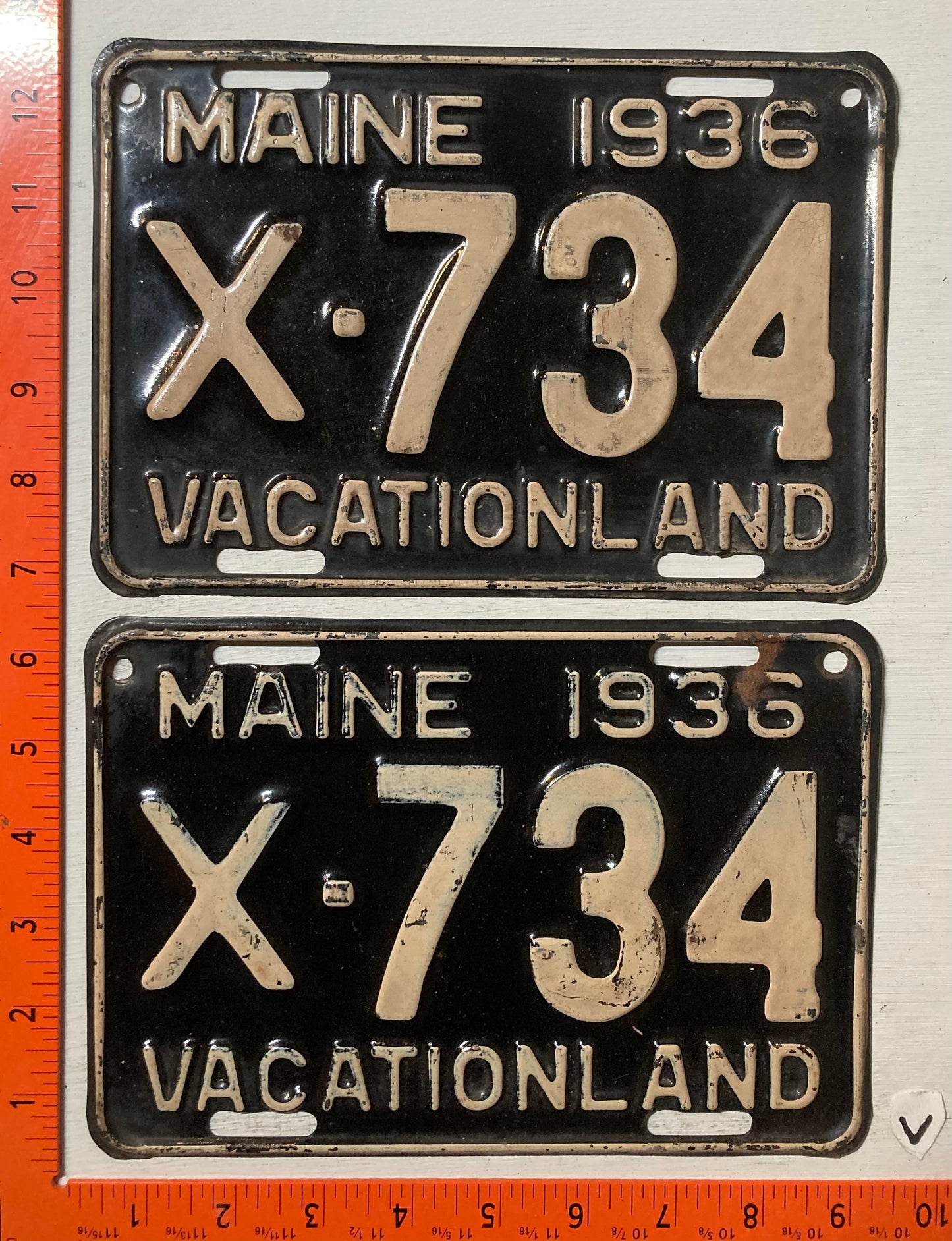 1936 Maine #X-734 Commercial License Plate (Pair)
