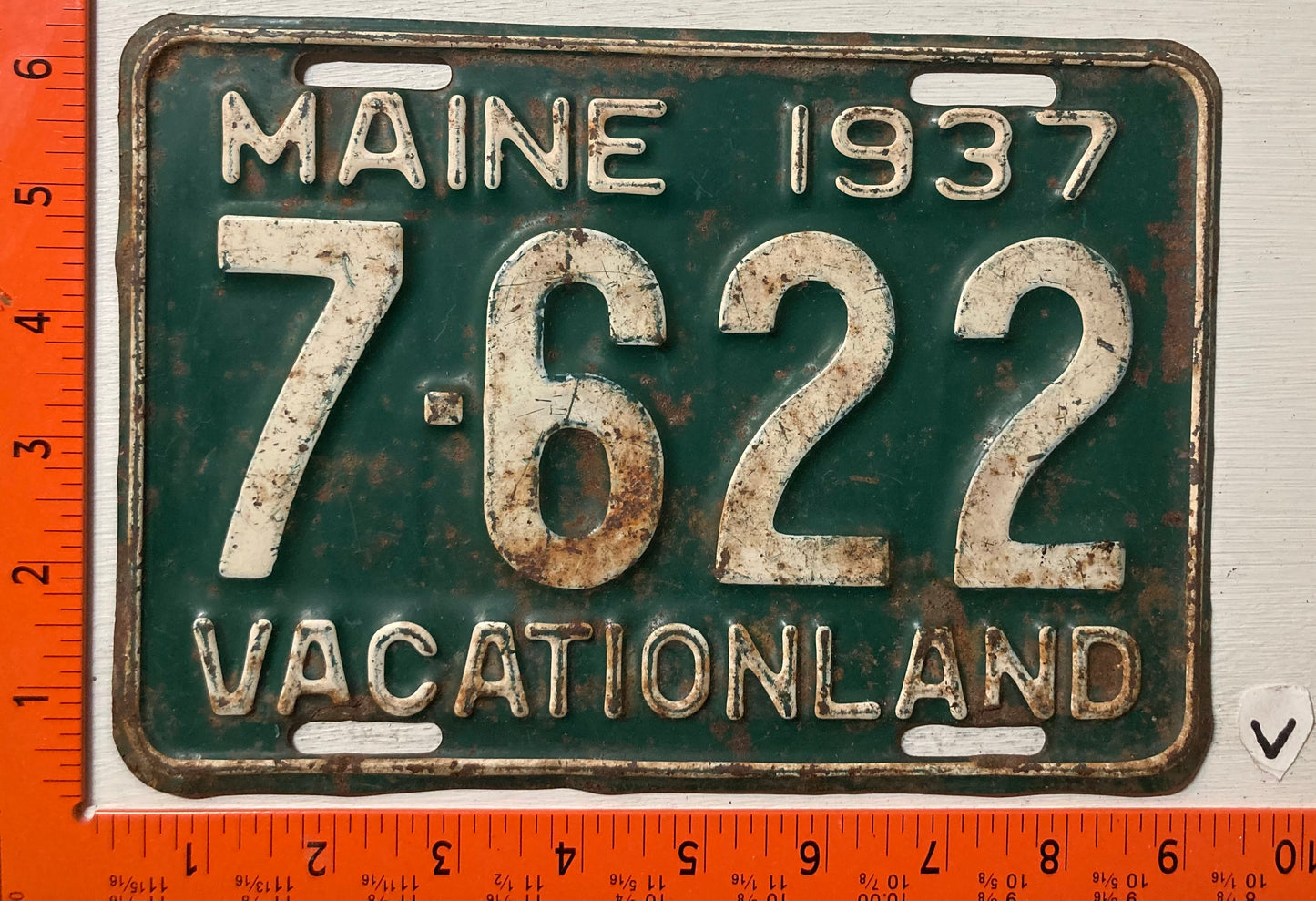 1937 Maine #7-622 Passenger License Plate