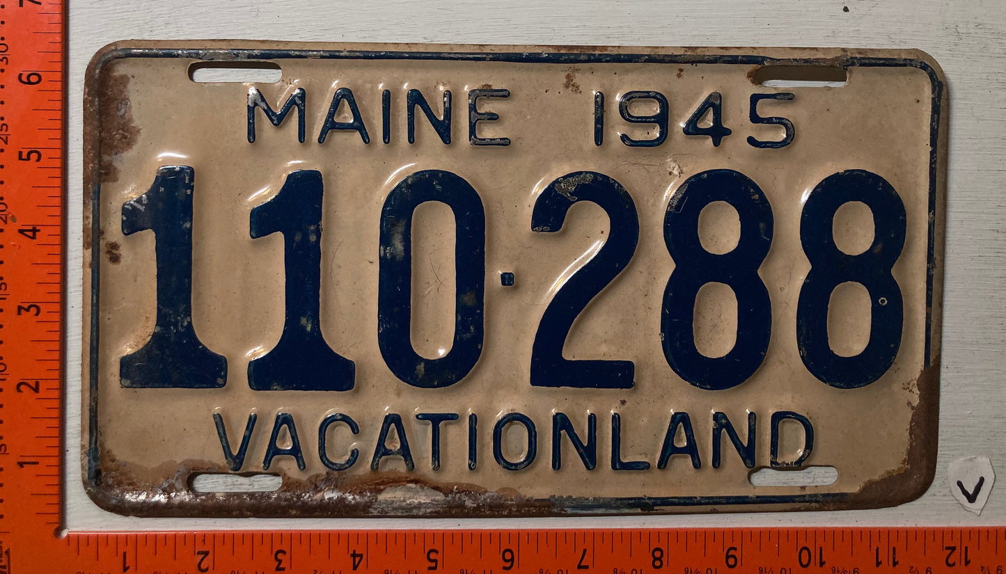 1945 Maine #110 288 Passenger License Plate