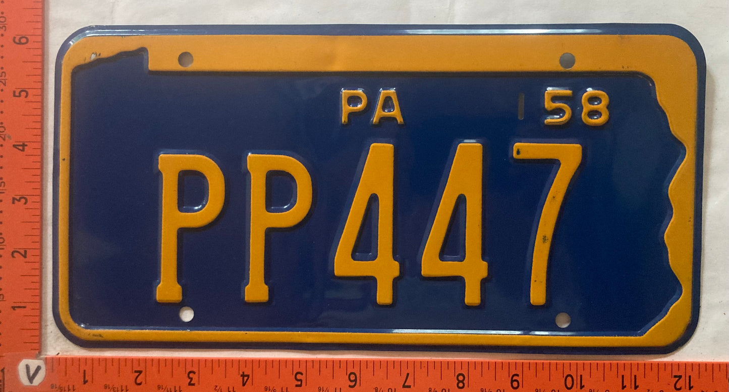 1958 Pennsylvania #PP447 Press Photographer License Plate