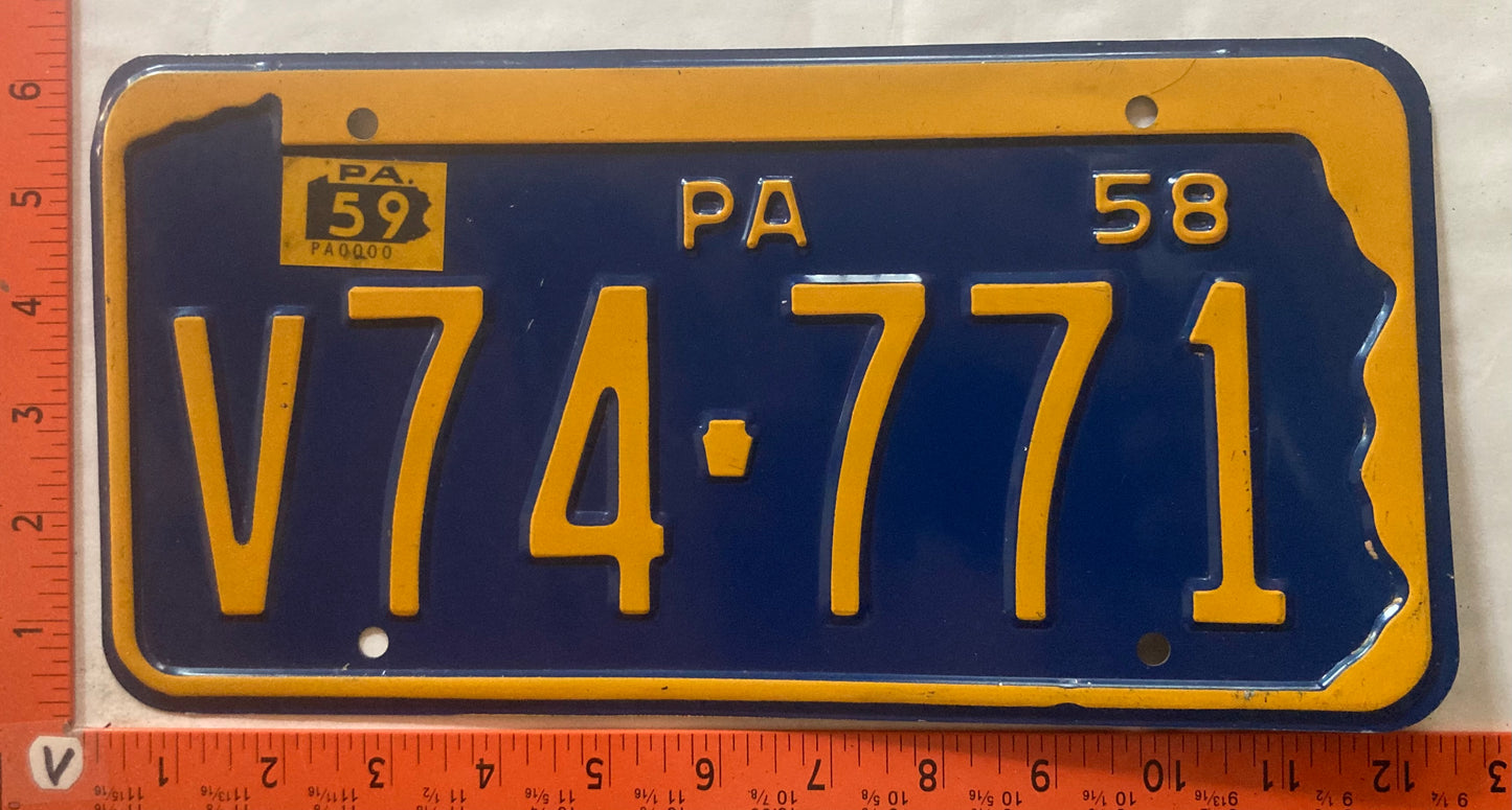 1959 Pennsylvania #V74-771 Passenger License Plate