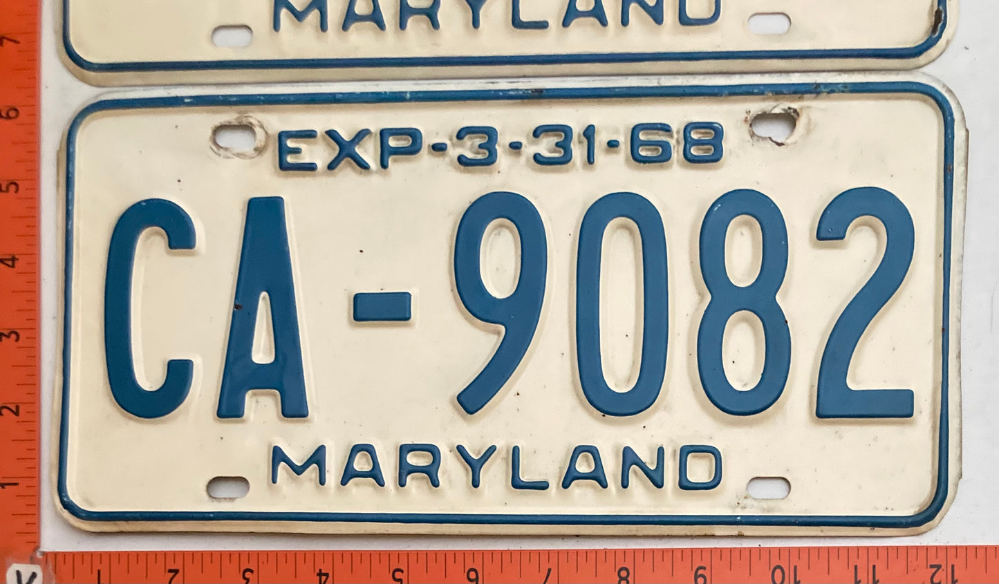 1968 Maryland #CA-9082 Passenger License Plate PAIR