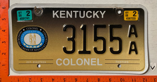 2009 Kentucky #3155 A/A Kentucky Colonel License Plate