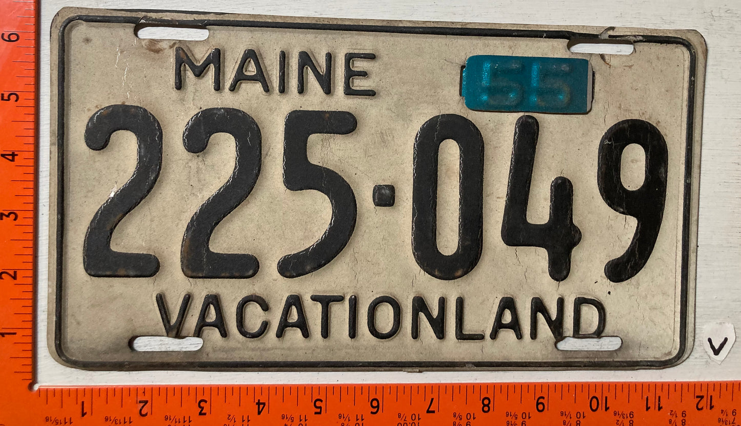1955 Maine #225-049 Passenger License Plate