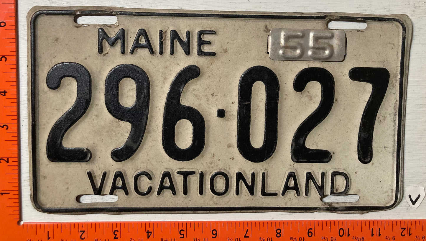 1955 Maine #296-027 Passenger License Plate
