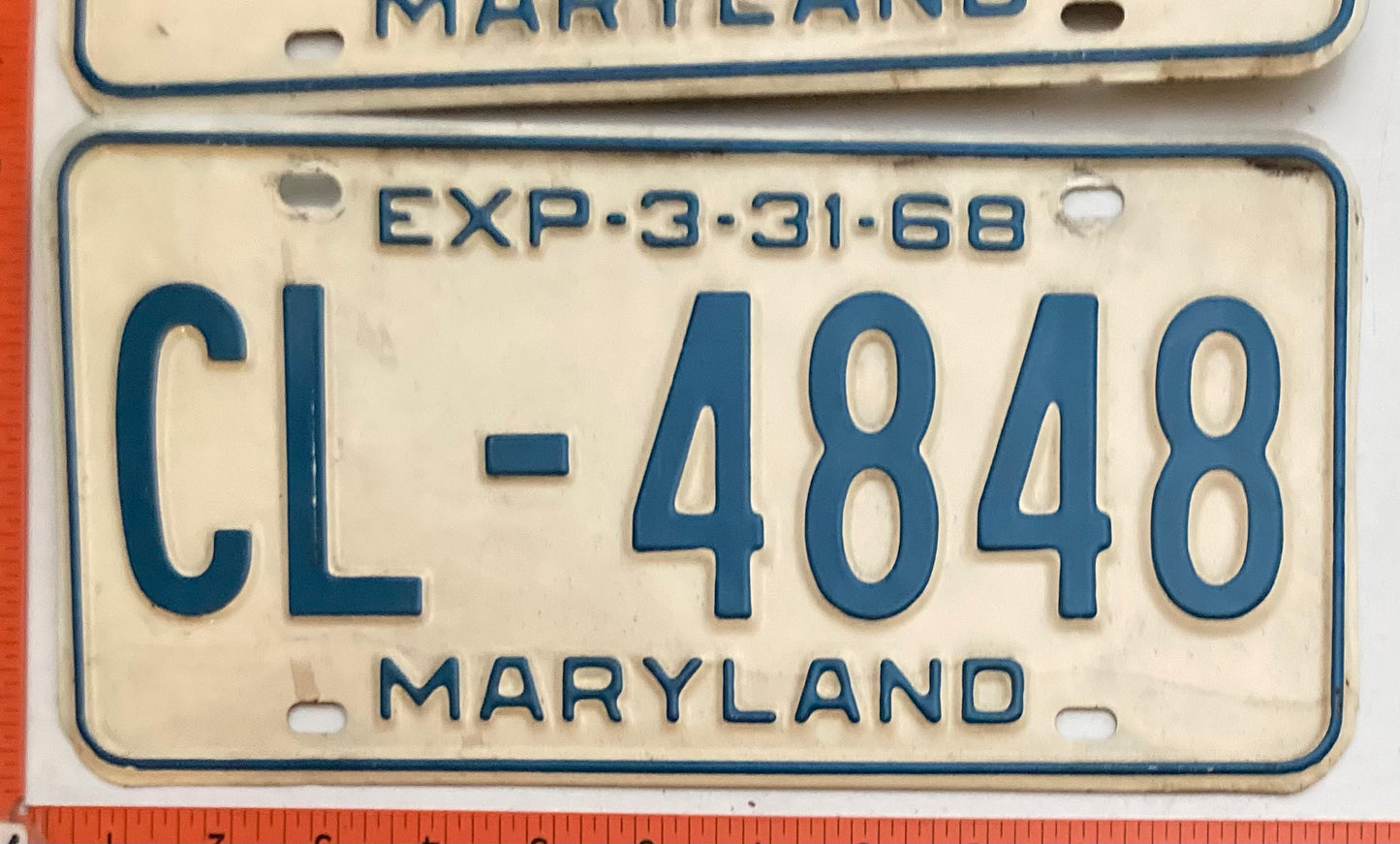 1968 Maryland #CL-4848 Passenger License Plate PAIR