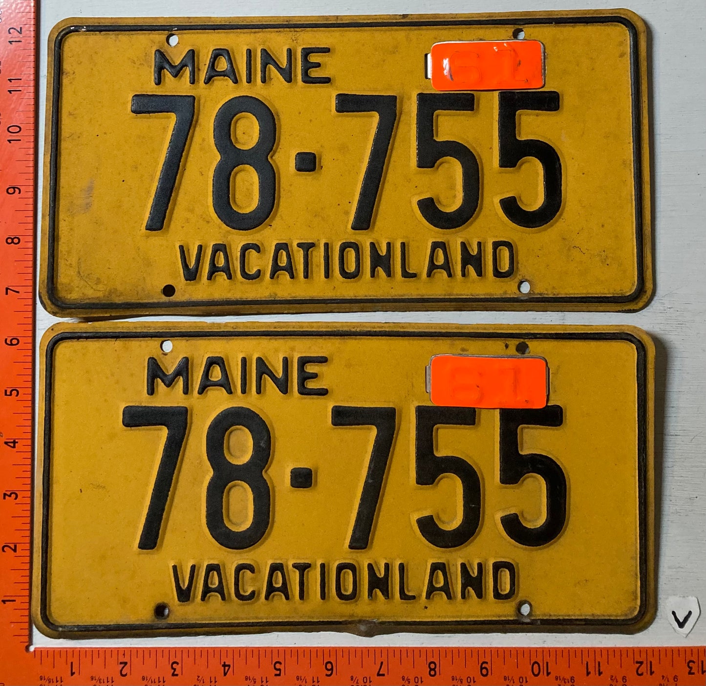 1961 Maine #78-755 Passenger License Plate (Pair)