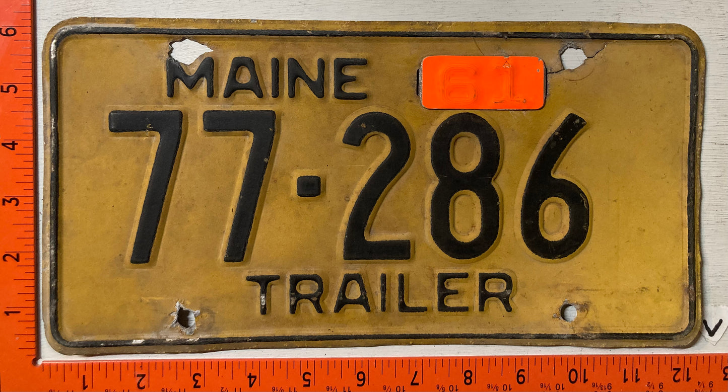 1961 Maine #77-286 Trailer License Plate