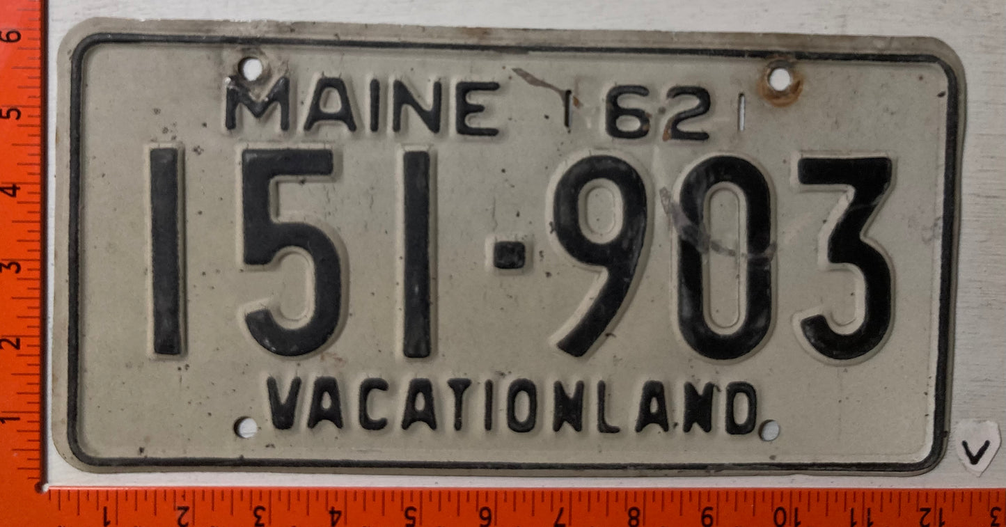 1962 Maine #151-903 Passenger License Plate
