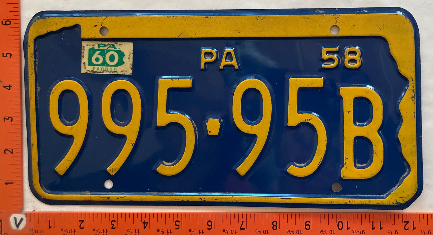 1960 Pennsylvania #995-95B Passenger License Plate