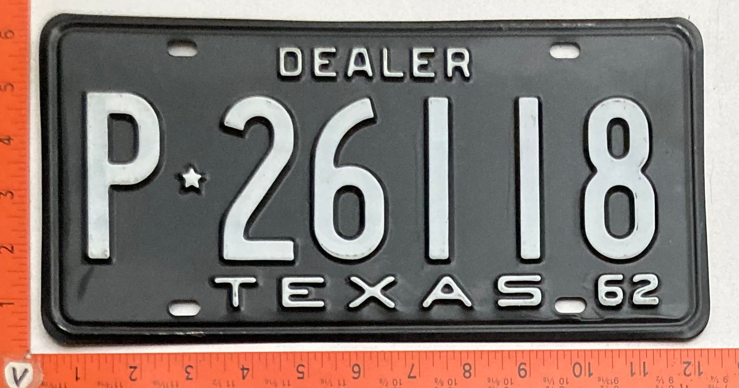 1962 Texas #P-26118 Dealer License Plate