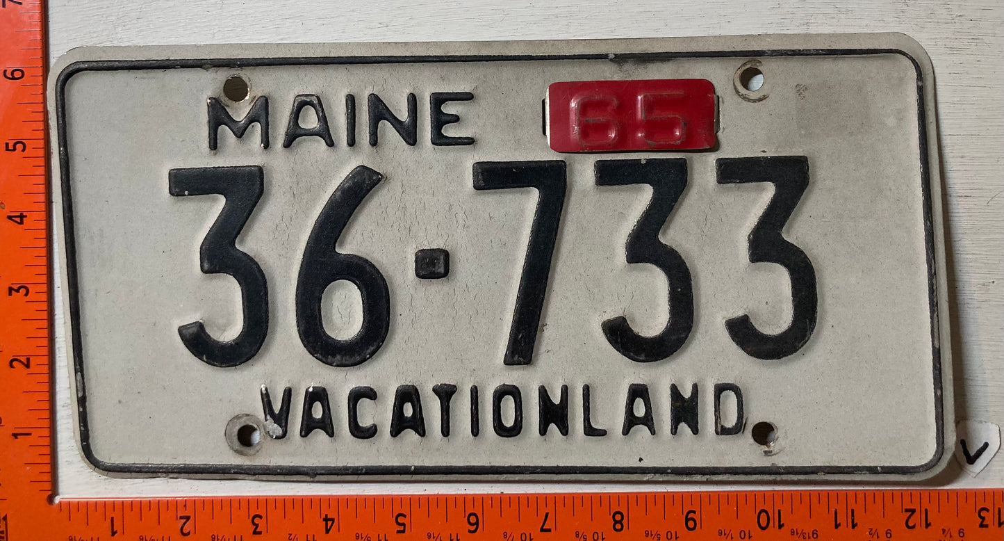 1965 Maine #36-733 Passenger License Plate