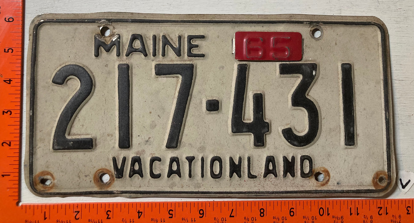 1965 Maine #217-431 Passenger License Plate
