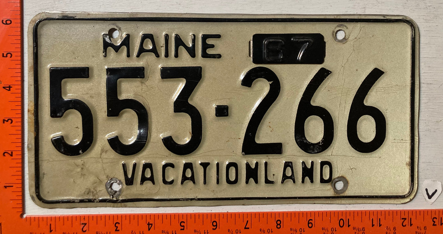 1967 Maine #553-266 Passenger License Plate