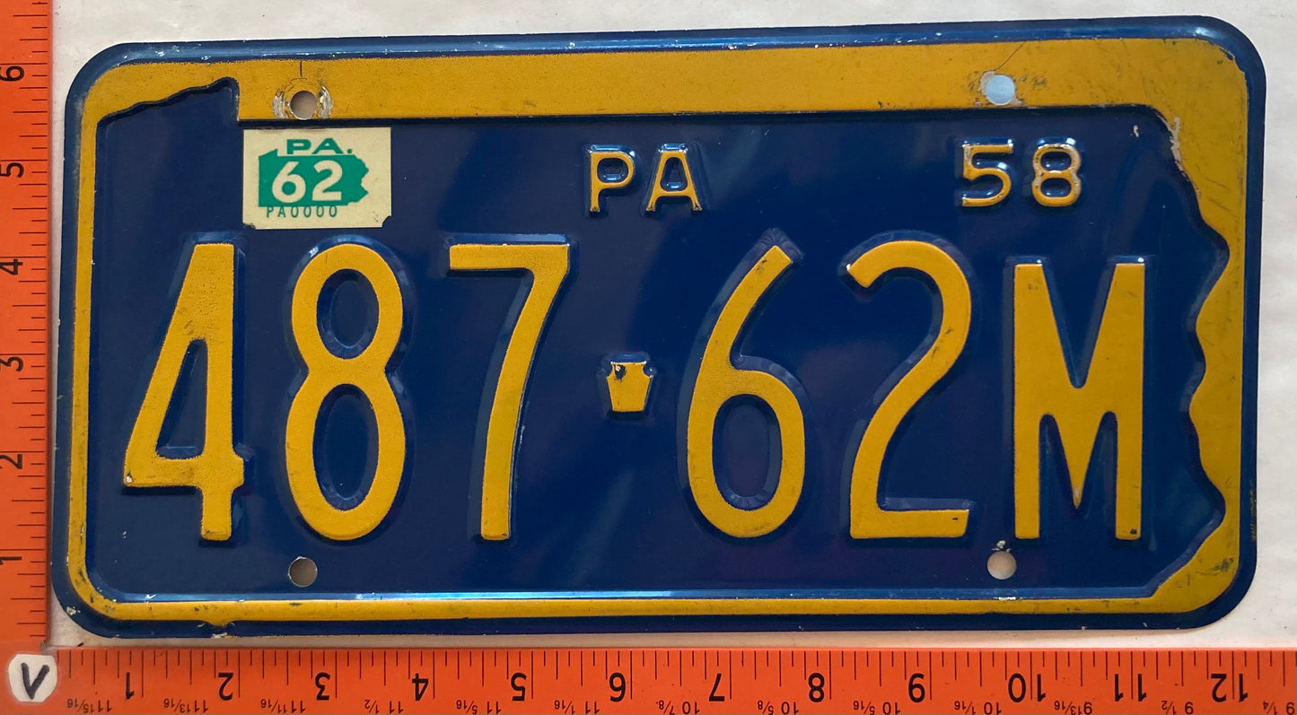 1962 Pennsylvania #487-62M Passenger License Plate