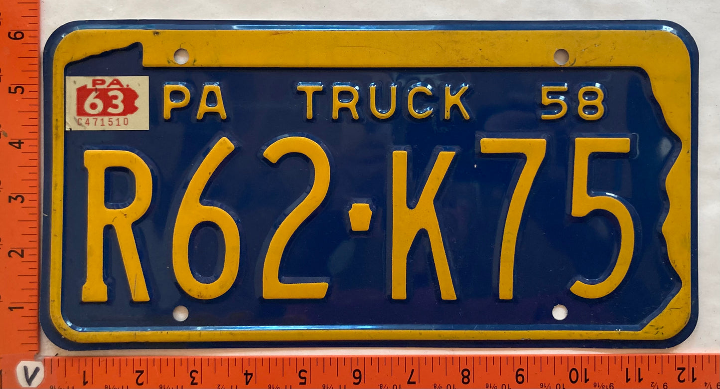 1963 Pennsylvania #R62-K75 Truck License Plate
