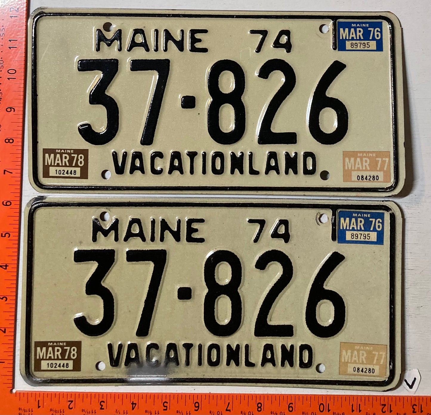 1978 Maine #37-826 Passenger License Plate (Pair)