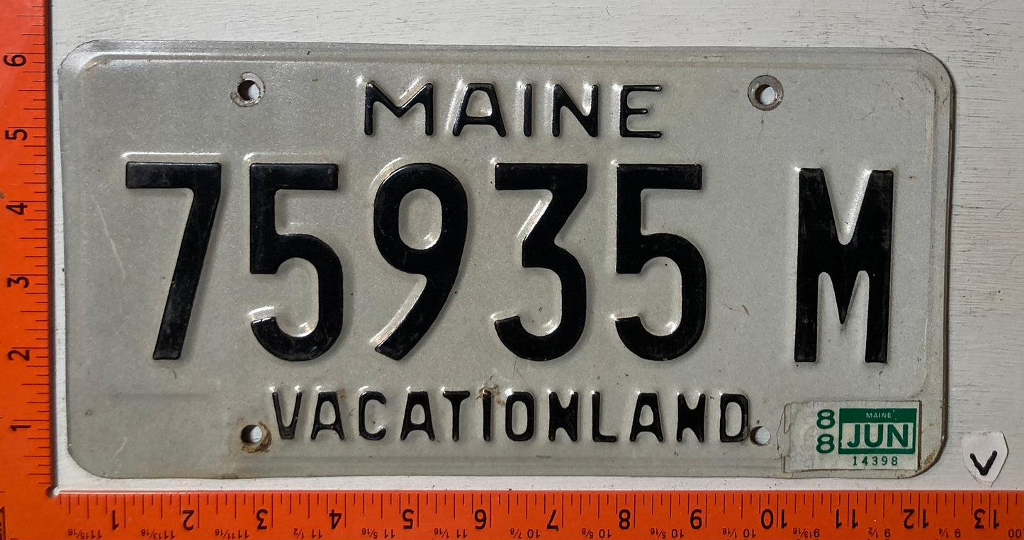 1988 Maine #75935 M Passenger License Plate