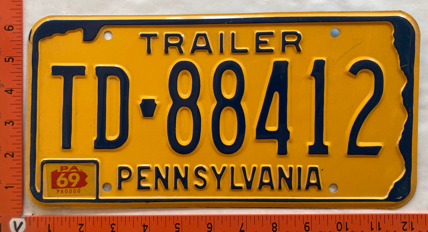 1969 Pennsylvania #TD-88412 Trailer License Plate