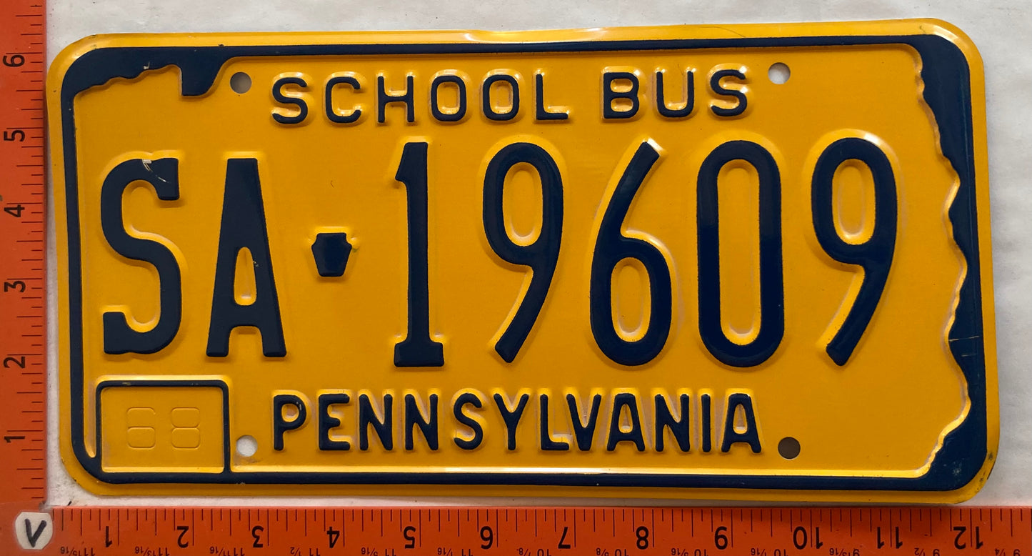 1968 Pennsylvania #SA-19609 School Bus License Plate