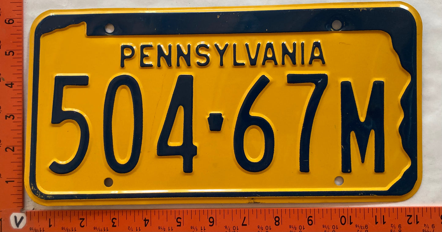 Late 1960's Pennsylvania #504-67M Passenger License Plate