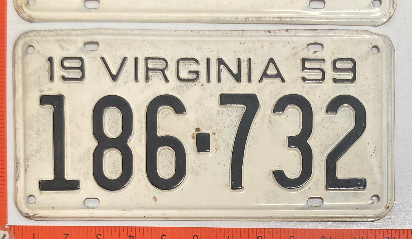 1959 Virginia #186-732 Passenger License Plate (Pair)