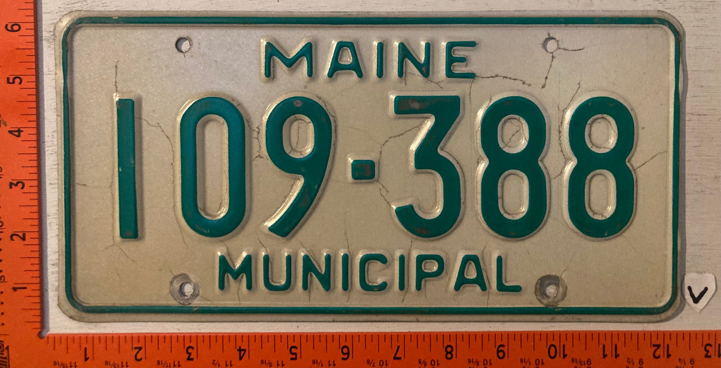 Undated Maine #109388 Municipal License Plate