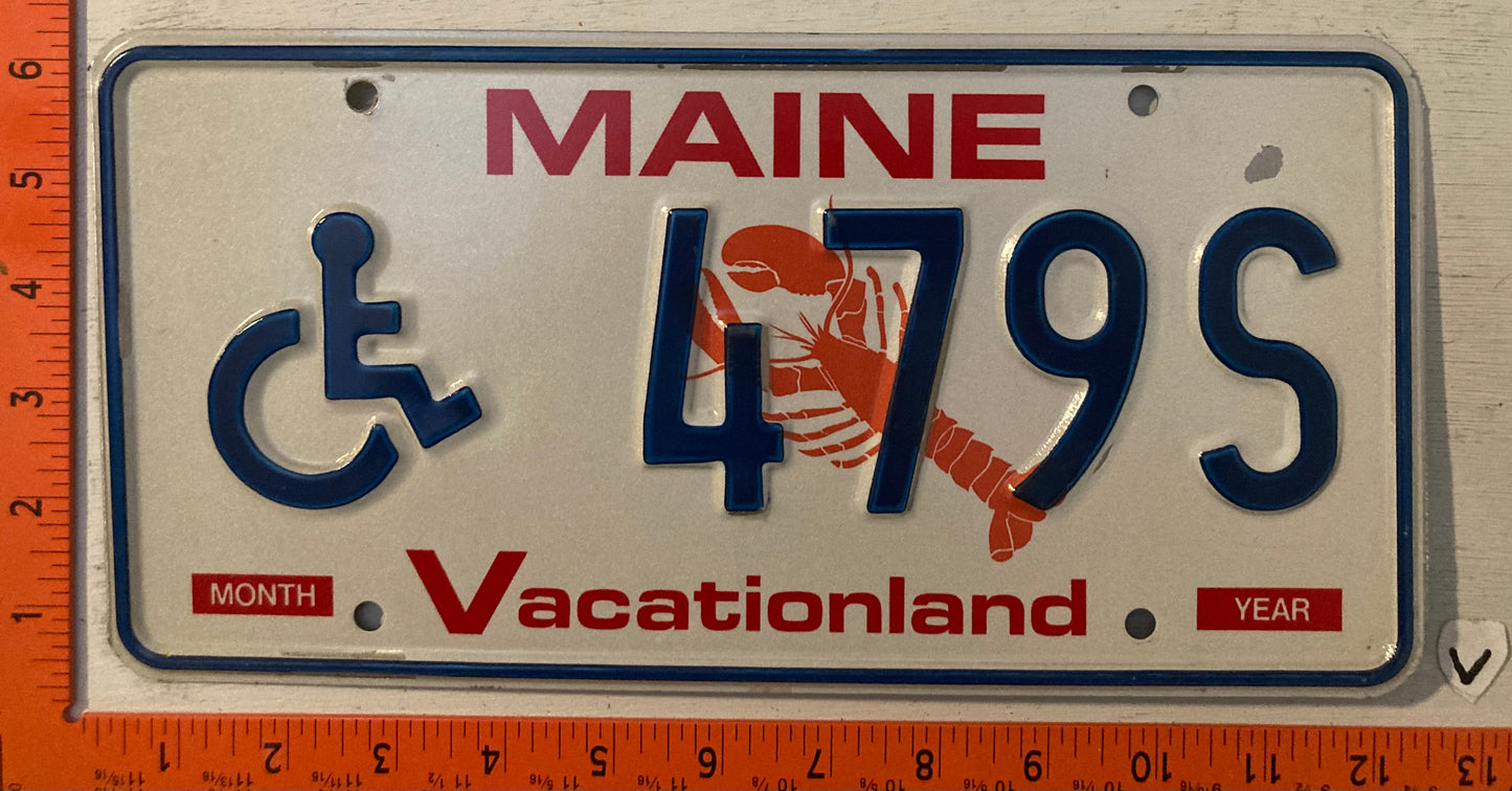 Undated Maine #479S Handicapped License Plate