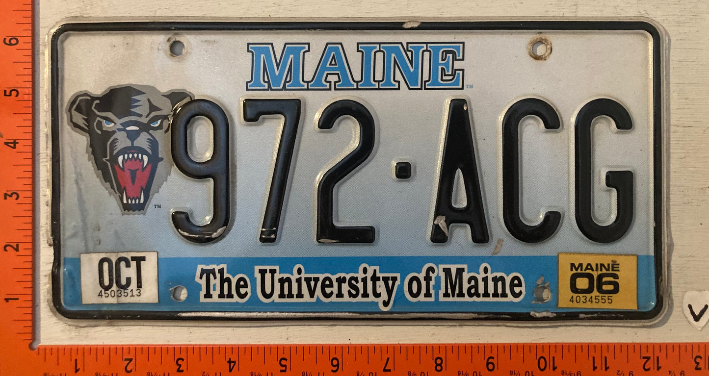 2006 Maine #972 ACG University of Maine License Plate
