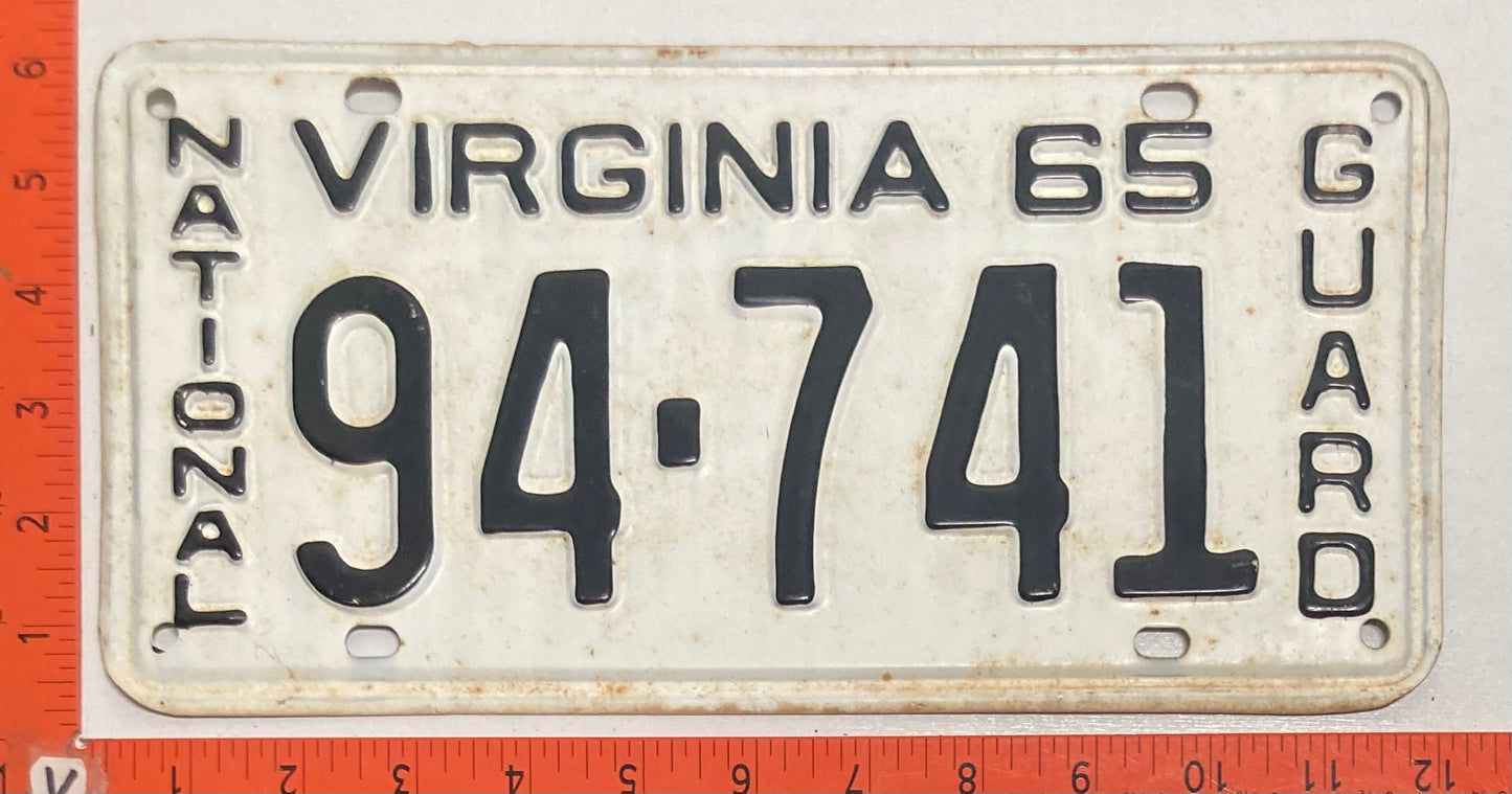 1965 Virginia #94-741 National Guard License Plate