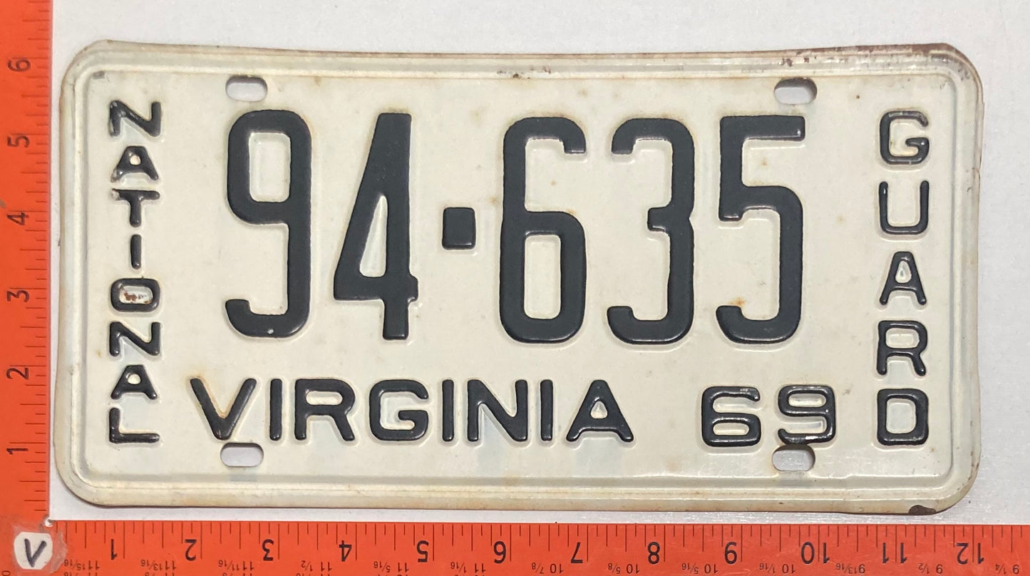 1969 Virginia #94-635 National Guard License Plate