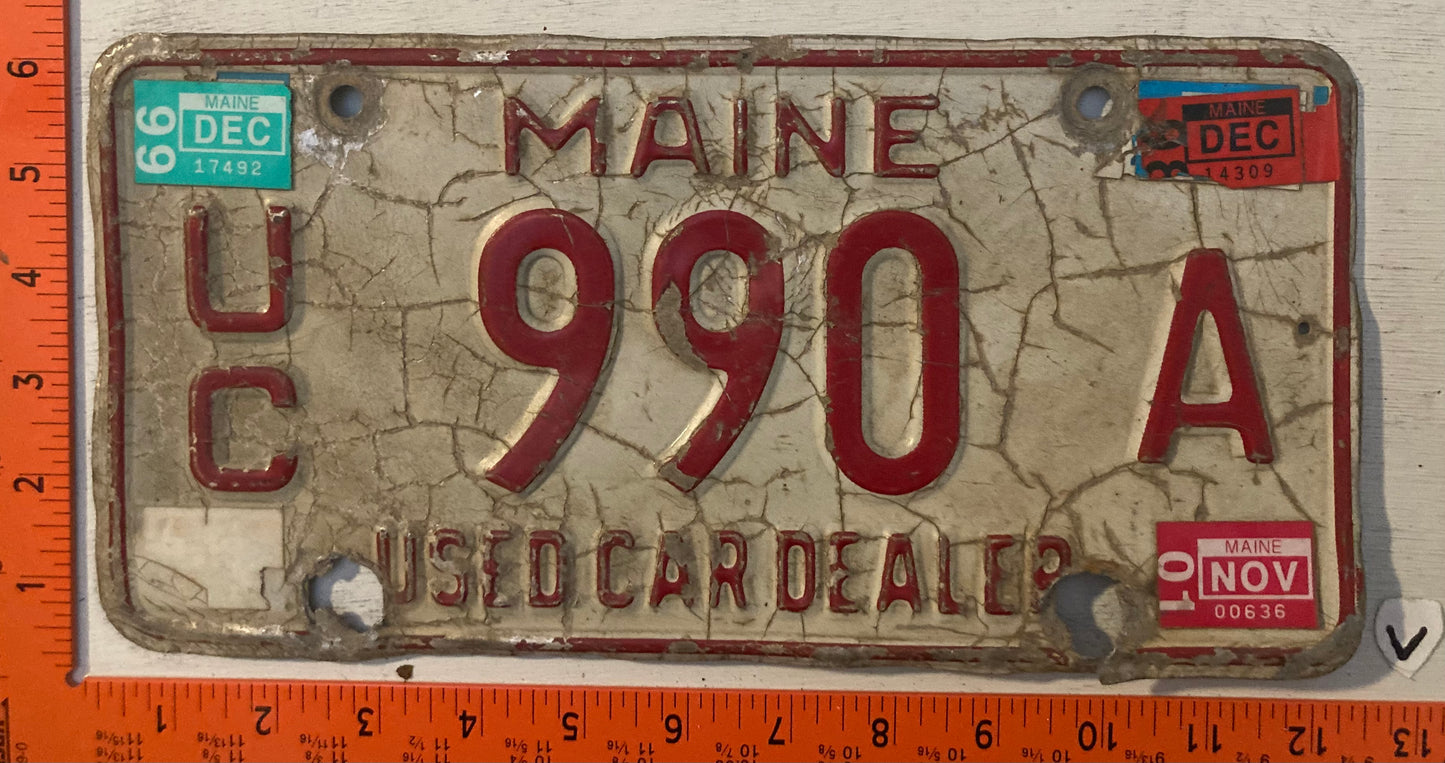 2001 Maine #990 A Used Car Dealer License Plate