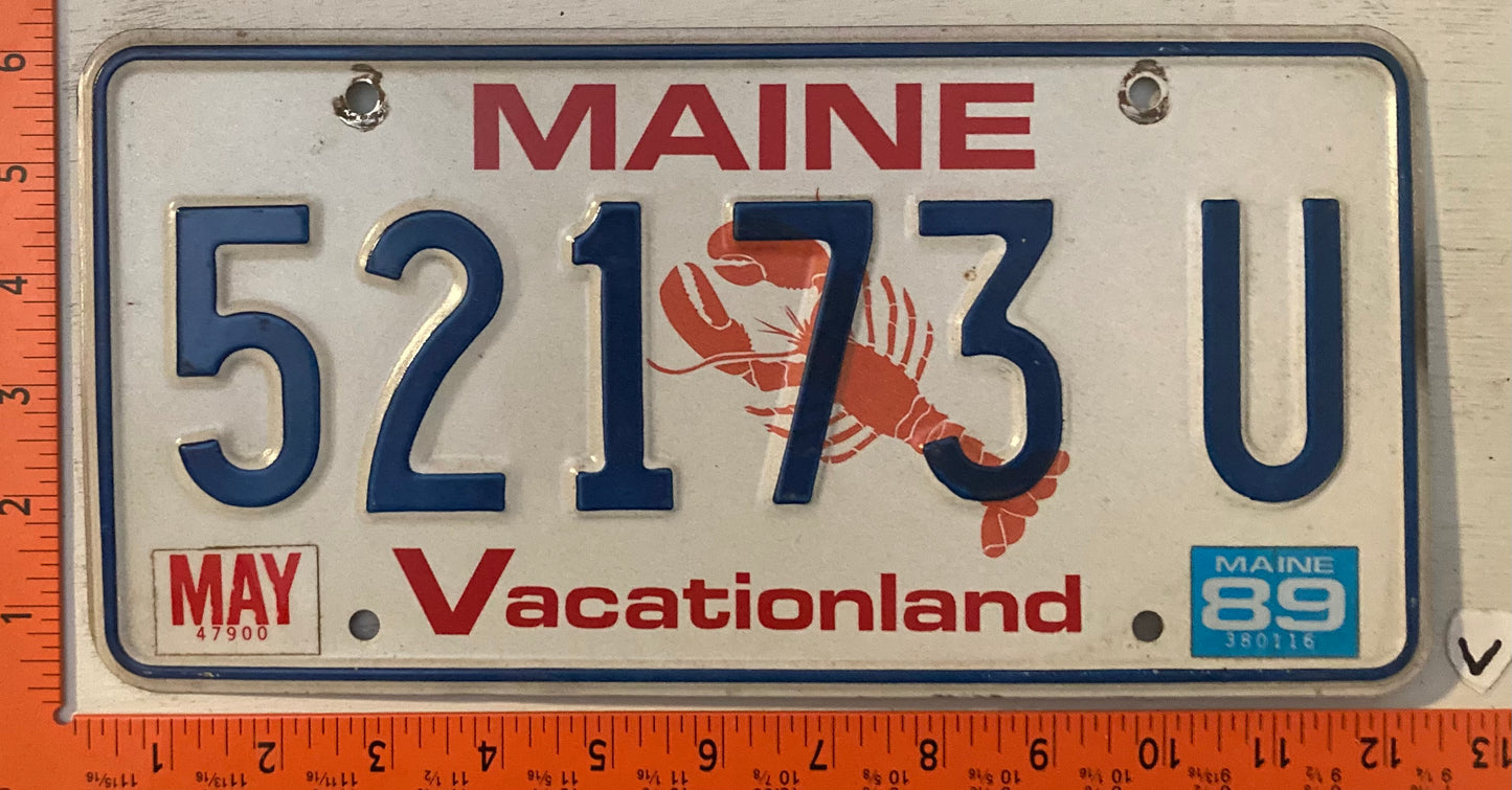 1989 Maine #52173 U Passenger License Plate