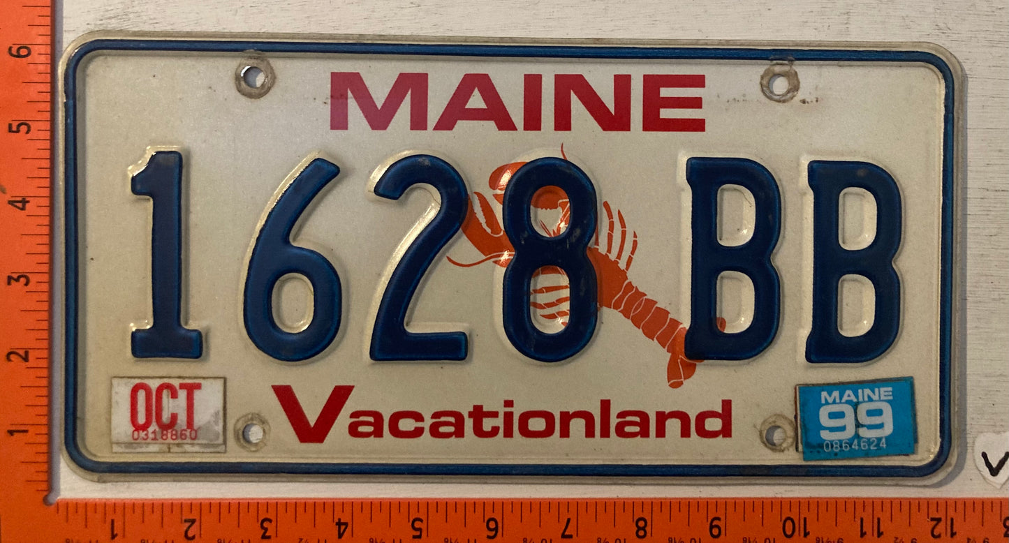 1999 Maine #1628 BB Passenger License Plate