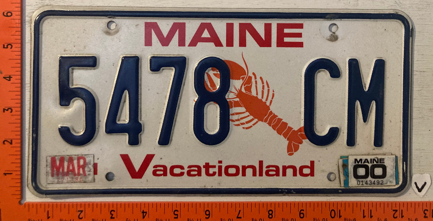 2000 Maine #5478 CM Passenger License Plate