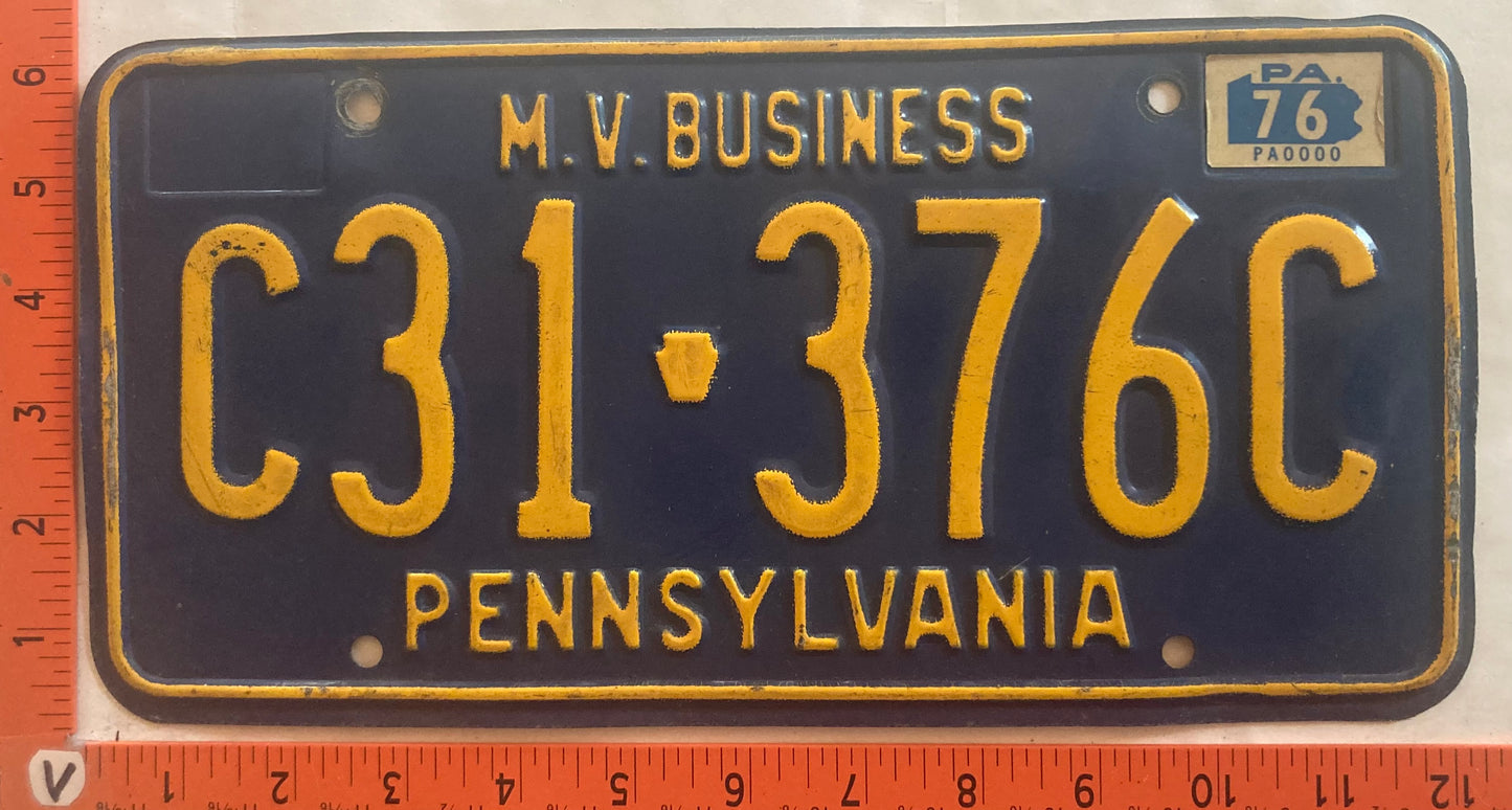 1976 Pennsylvania #C31 376C MV Business License Plate