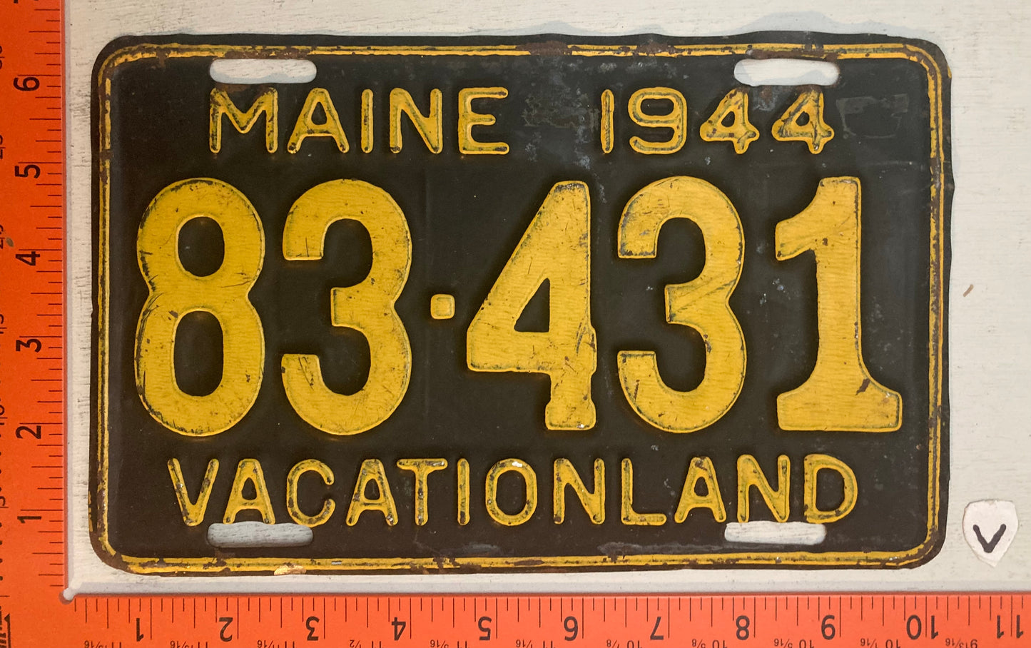 1944 Maine #83 431 Passenger License Plate