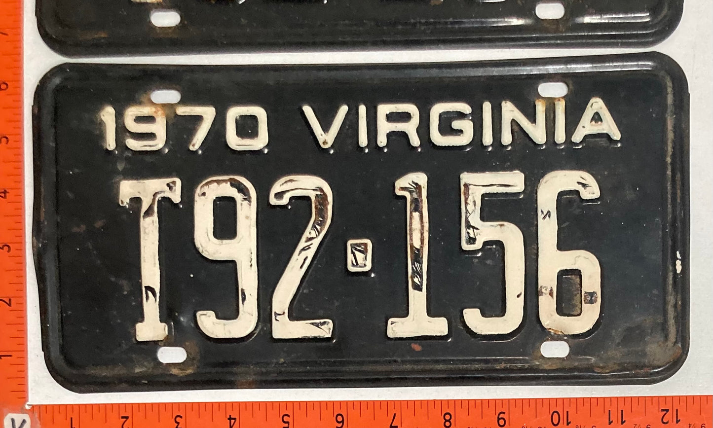 1970 Virginia #T92-156 Truck License Plate (Pair)