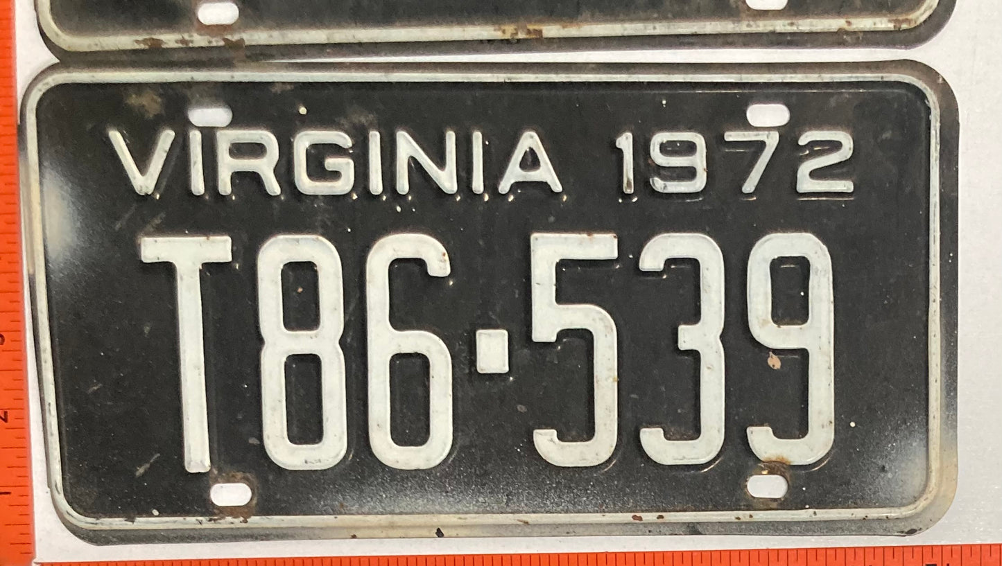 1972 Virginia #T86-539 Truck License Plate (Pair)